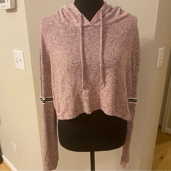 POOF! New York Burgundy Cropped Long Sleeve Hoodie - Medium - Picture 1 of 10